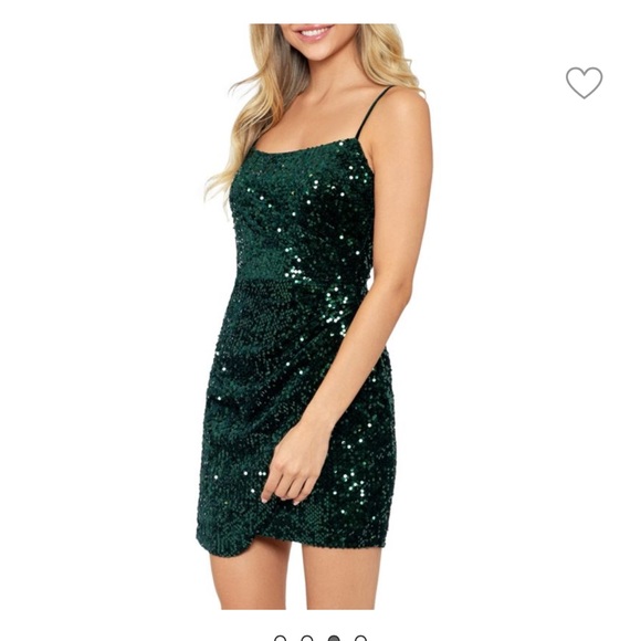 Betsy & Adam Dark Green Sequin Mini Dress - Picture 5 of 10